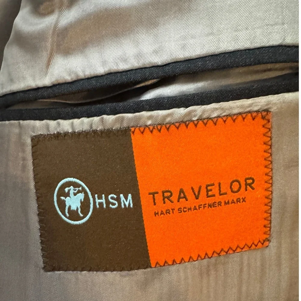 Nordstrom HSM Mens Wool Blazer Sport Coat 42L Slate Blue Two Button Travelor